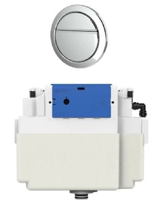 THOMAS DUDLEY VANTAGE CHROME DUAL FLUSH CONCEALED PNEUMATIC CISTERN with POLYSTYRENE INSULATION JACKET & 73.5mm GEO BUTTON, 375354